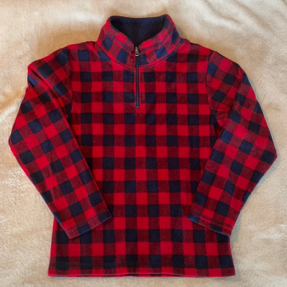Used Boys Buffalo Plaid Fleece Half Zip Pullover